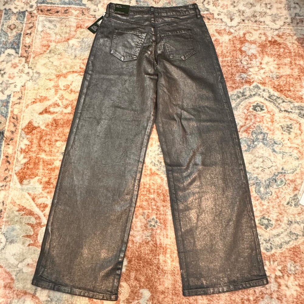 NWT Wild Fable High-Rise Baggy Jeans Womens 4 Dark Gray Silver Metallic  Disco - Picture 3 of 7
